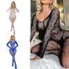 Fishnet Lingerie Bodysuit for Women Long Sleeve Low Neck Moon Pattern Bodystocking Jumpsuit Nightwear Intimate Outfit