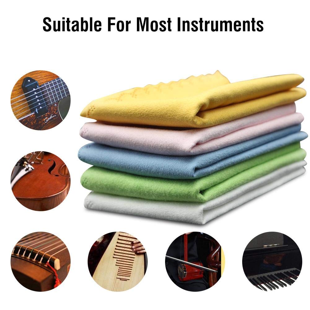 LAJS Super Soft Microfiber Guitar and Instrument Multifunctional Jewelry Cleaning Cloth Set for and x Cloths, 5-Piece Violin, Viola, Cello, Bass,