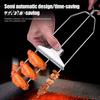 Multi-prong Grilling Sticks 3-Prong Grill Skewers Stainless Steel BBQ Skewers with Pusher Rust-proof Kebab