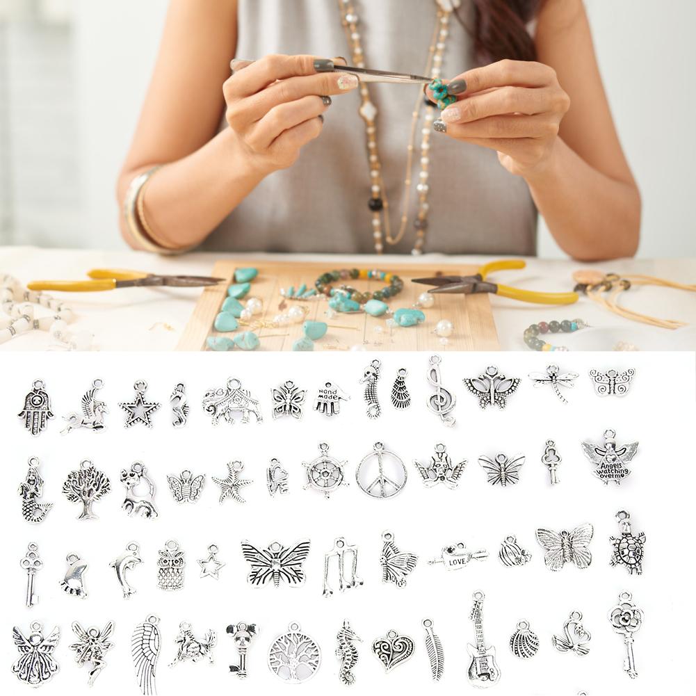 DIY Pendants Accessories Deep Silver Alloy Handcraft for Making Bracelet(100pcs Styles)
