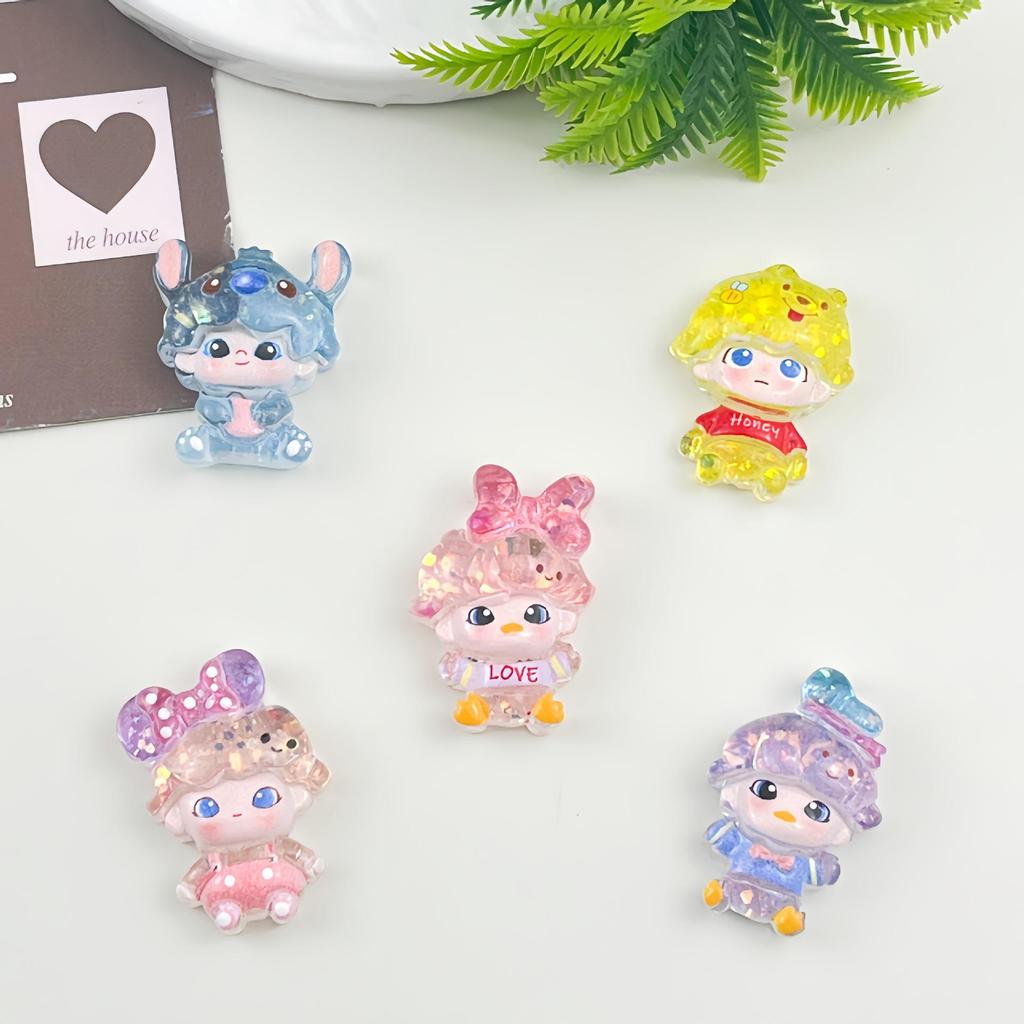 Cartoon Glitter Bubble Girl Resin DIY Accessories for Phone Cases, Hair Clips, and Keychains.