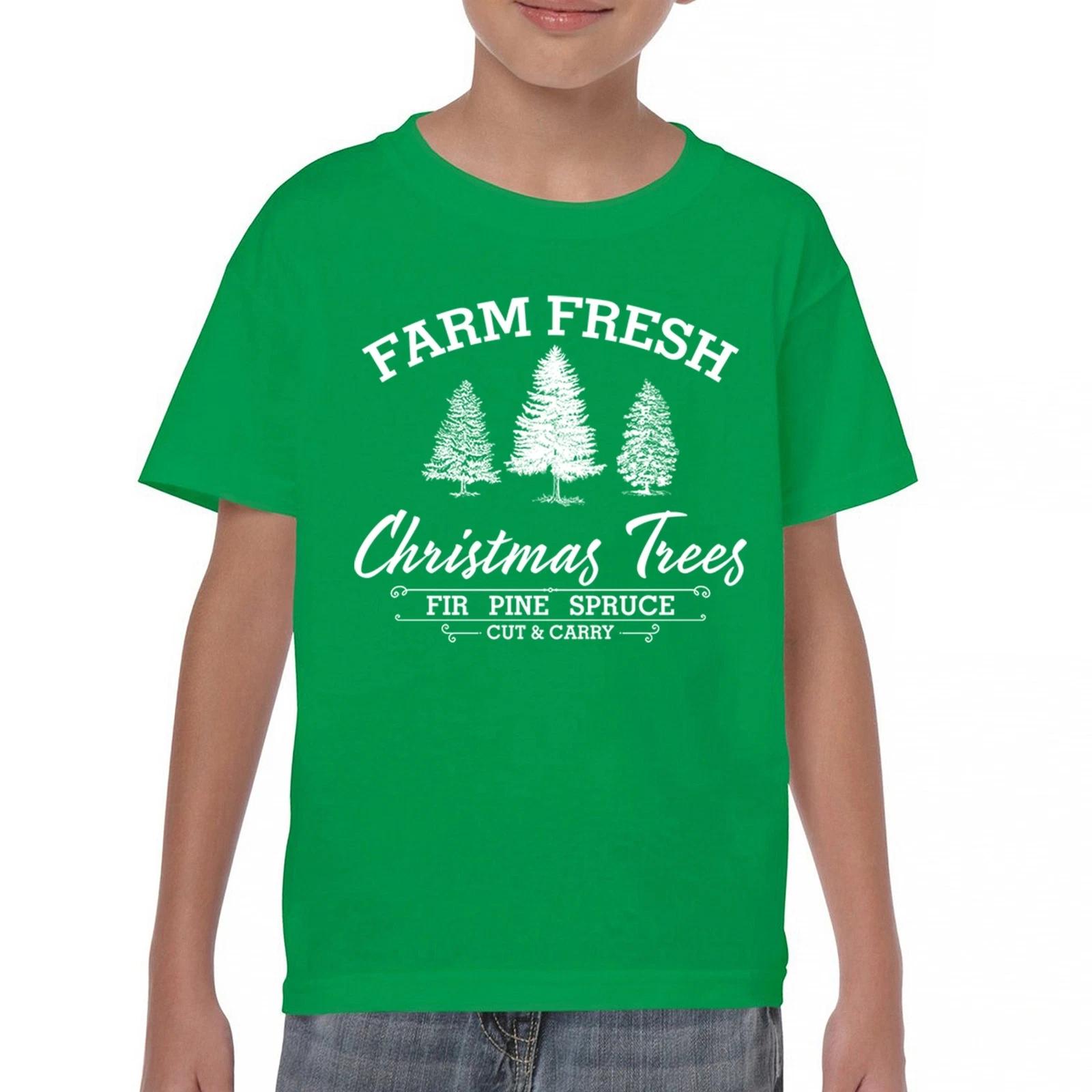 Farm Fresh Christmas Trees Youth kids boys T-Shirt Xmas Holiday Spirit Festive Kids 130