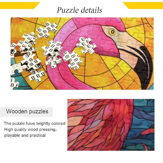 Stained Glass Flamingo Jigsaw Puzzle 500 Pieces, Zigsaw with Storage Bag and Reference Picture Easy to Solve