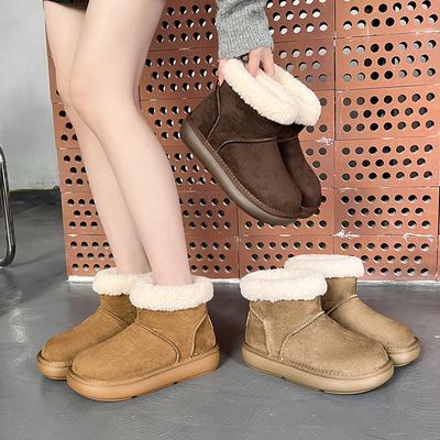 Women's Fur One Thick Sole Winter Lightweight Warm Padded Snow Boots Non-slip Wear-resistant Casual Sneakers Fur Cotton Boots