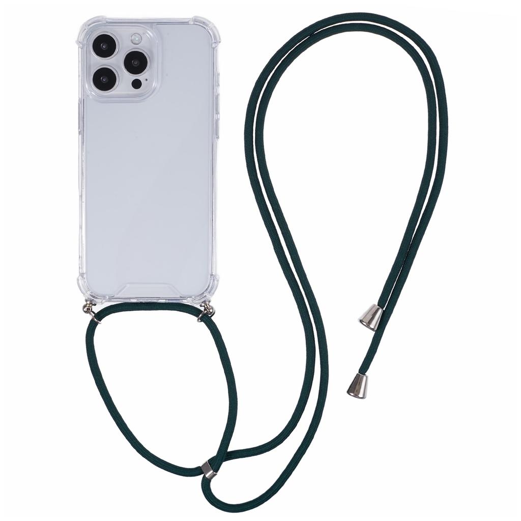 Etui na iPhone 16 Pro Wzmocnione 4 rogi Akrylowe+TPU Pokrowiec na telefon z regulowaną smyczą