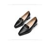 New women's fashion single shoes pointed casual black medium heel large size shoes square heel comfortable foot cover one pedal leather shoes