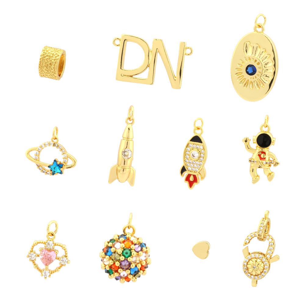 18K Gold-Plated Astronaut Evil Eye Pendant – DIY Jewelry Accessory