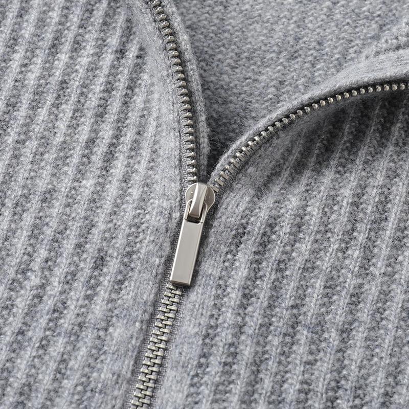 SNOWFLYING Women's 100% Merino Wool Ribbed Half-Zip Hooded Sweater