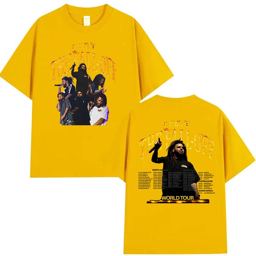 J.Cole The Fall Off Světové turné 2026 Grafické tričko Unisex Hip Hop Popová hudba Krátký rukáv Vintage bavlněná trička Streetwear