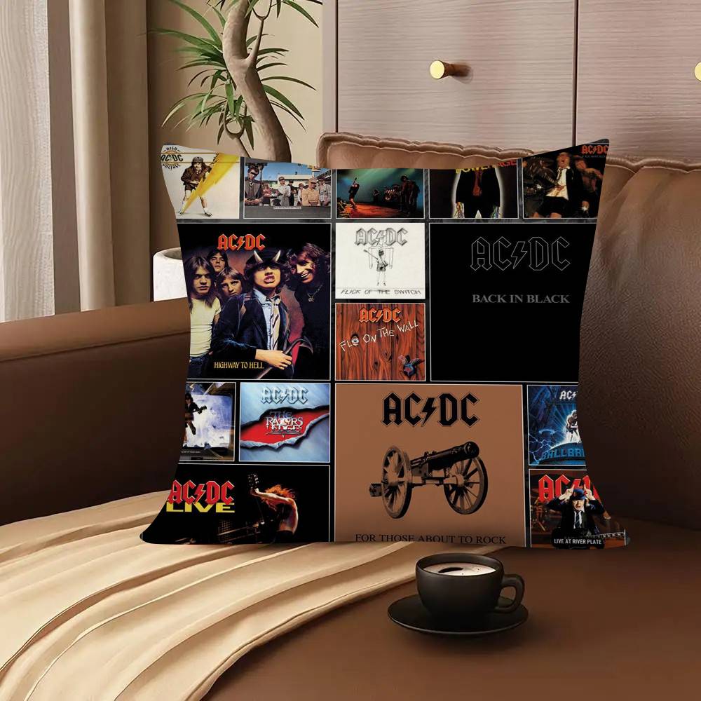 AC DC Vintage Heavy Metal Music Pillow Case Square Pillow Bedroom Sofa Leisure Comfort Cushion Car Living Room Home Decoration