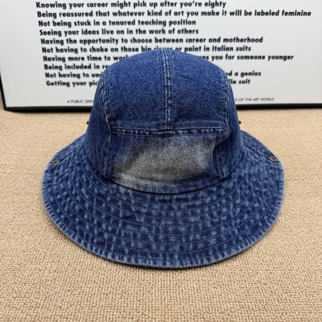 Retro Wind Gradual Change Denim Bucket Hat Men and Women Old Breathable Comfortable Anti-drop Rope Four Seasons Universal Basin Hat