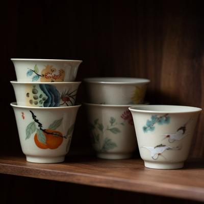 Chinese Ceramic Teacup Traditional Household Master Cup Personal Single Cup Small Tea Cup Travel TeawareTea Bowl Kung Fu Tea Set