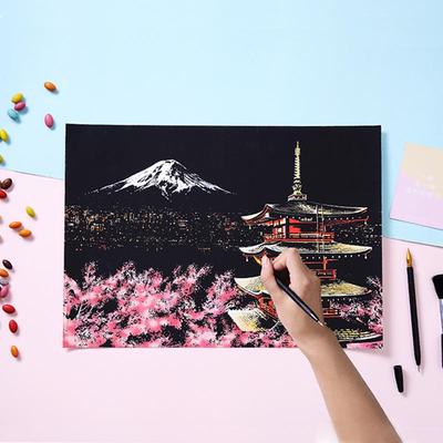 YUELU Bunte Stadt II: DIY Kratzbild Nachtszene für Erwachsene