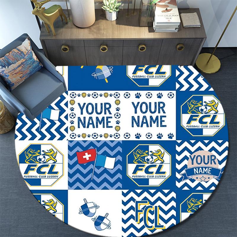 Custom Name FC Luzern Round Area Rug,Carpet Rug for Living Room Bedroom Sofa Playroom Decor,Non-slip Floor Mat