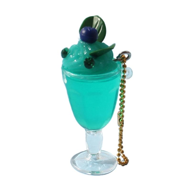 

Fruit Juice Drink Cup Pendant Keyring Bead Chain Keyholder Beverage Cup Pendant зелений