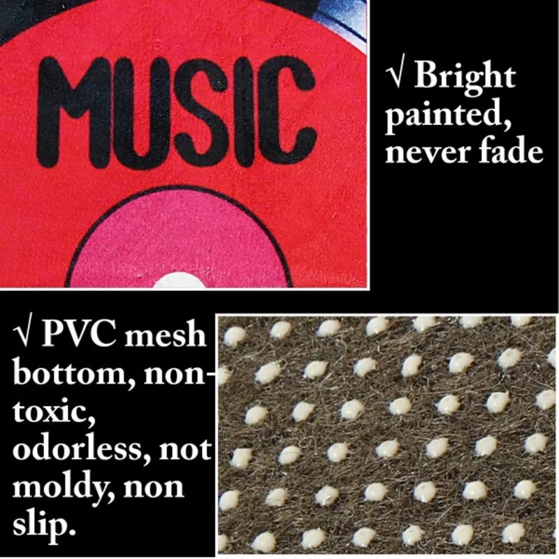 Vinyl Record Printed Soft Fabric Round Floor Mat Carpet Room Area Bedroom Rug Modern