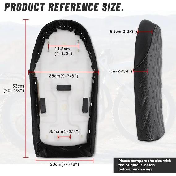 Motorcycle Vintage Cafe Racer Seat Universal Old Style Retro Long Seat Compatible with Honda Yamaha Suzuki Custom CB XJ KZ CL GS