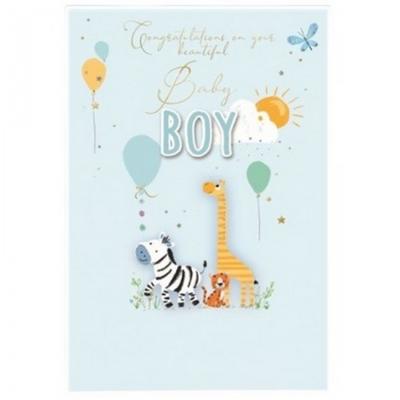 Simon Elvin Baby Boy Animals Birthday Greetings Card (Pack of 6)
