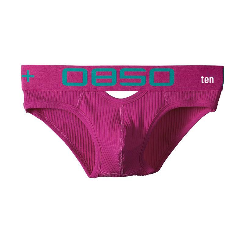 BS85 Trendige Herren Low-Rise Baumwoll-Slips - Atmungsaktiv, Elastisch, Sexy U-Konvexes Design Extra Large rose rot