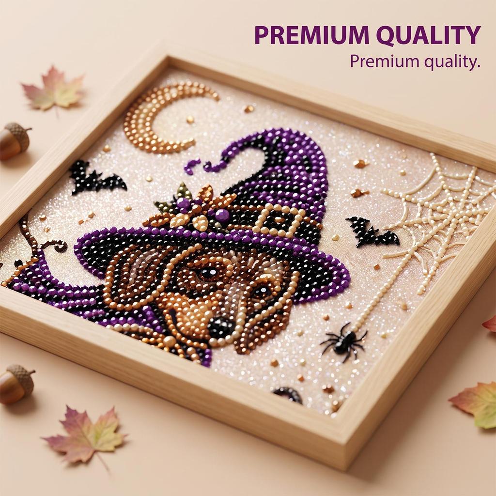 Dowmoo Cute Pumpkin Dog Diamond Painting Pearl Bead Craft Set Holiday Decoration Accentuates the Atmosphere 1pc