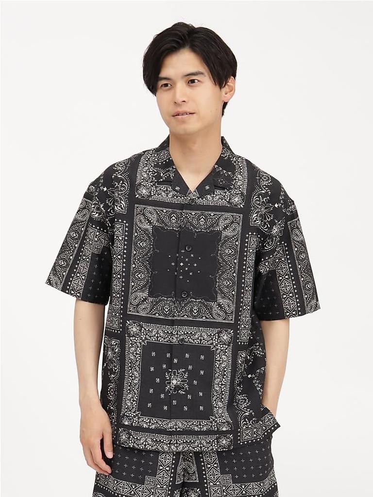 North Kurzarm-Aloha-Vent-Shirt, leicht, wasserabweisend, elektrostatische Pflege, UV-Pflege, Bandana, Neu, Blau, S [The Face], Herren