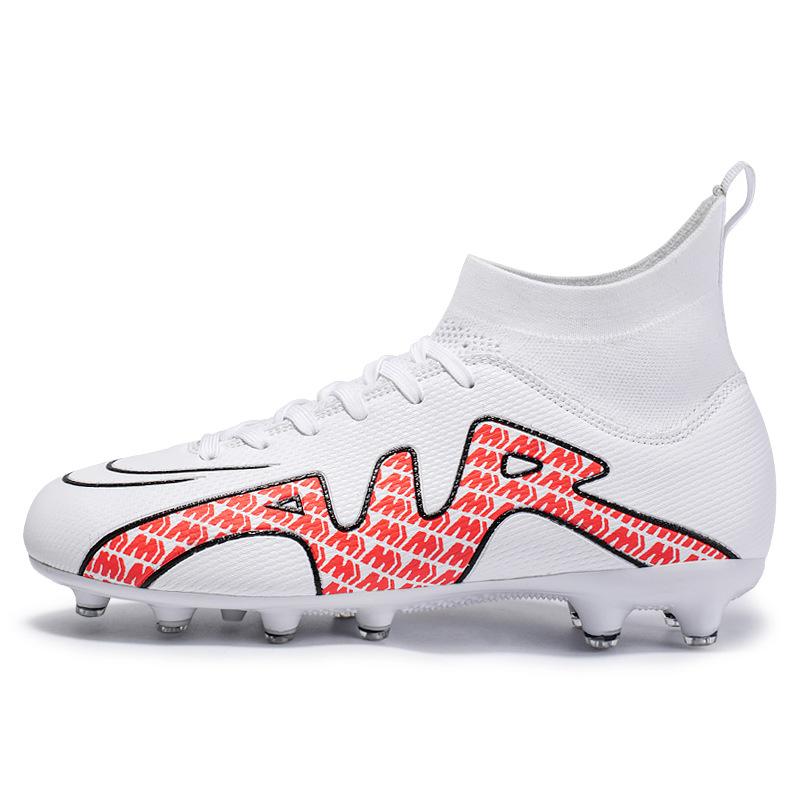 High-Top Football Shoes Tf Broken Nails Artificial Turf Ag Nails Leather Feet Youth Students Boys And Girls Training Shoes