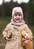 Spring Hat for a Girl with a Snood Light Pink 40-46 Cm