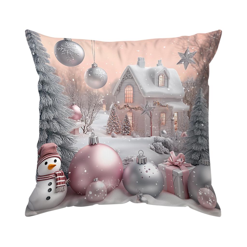 45X45Cm Countryside Christmas Theme Pillowcase Bedroom Cushion Cover 100% Polyester Living Room Cushion Pillowcase Home Decor