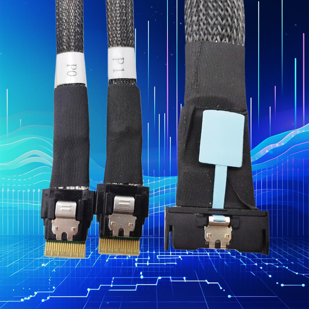 MCIO 8i Slimline SAS To 2 Ports SFF-8654 4i Cable Male To Male Server Connection Cable 50cm Server High-Speed Adapter Cable