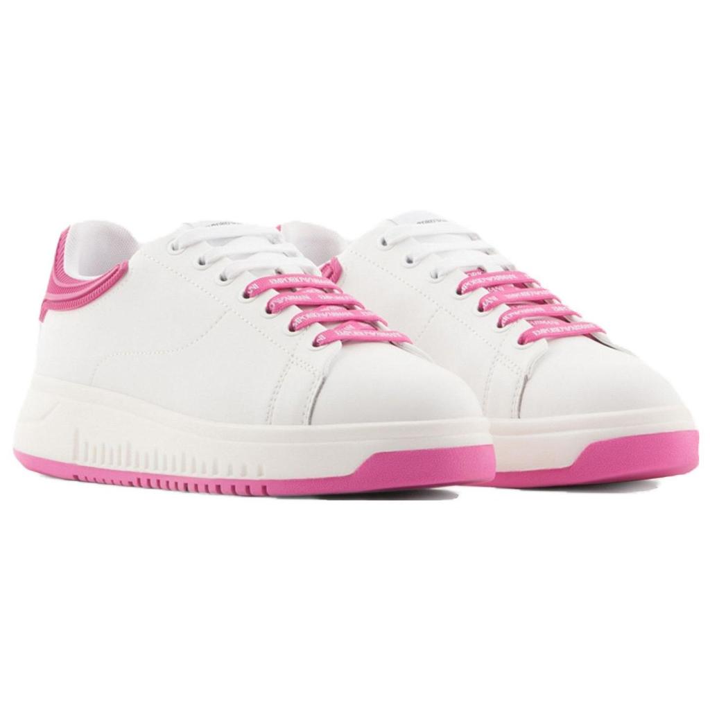 Emporio Armani Leather Lace-Up Low-Top Fashion Sneakers Women sneakers White Red X3X024XN8251N862