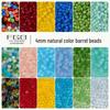 4mm Natural Color Glass Seed Beads, Chubby Cylinder Loose Beads for DIY Jewelry