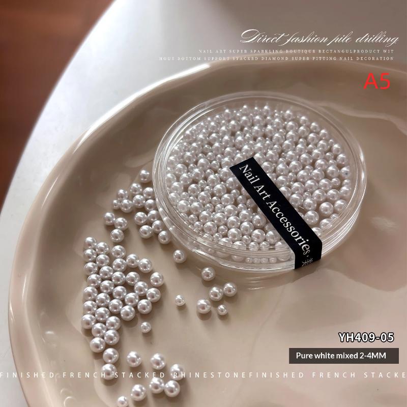 2-4mm Decorative Nail Pearls Resin Charms Stylish Beads for Creative Manicures