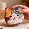 Japanese Style Cat Patchwork Pencil Case: Cute Cartoon Design, Portable Storage Bag for Stationery