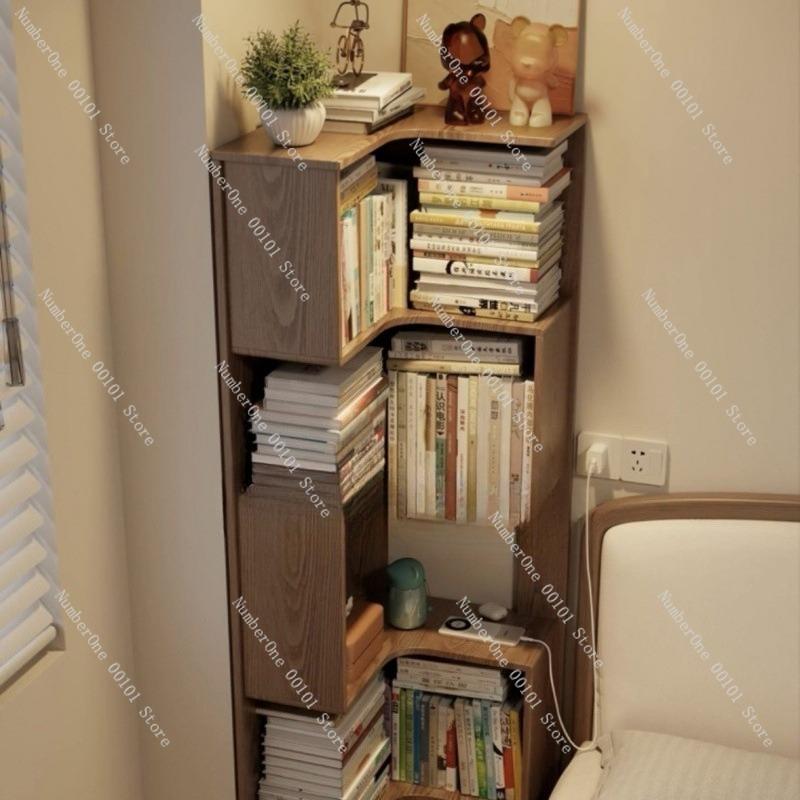Corner Cabinet, Multi-layer Solid Wood Storage Rack for Living Room, Floor-standing or Wall-mounted Bookshelf for Corner Storage