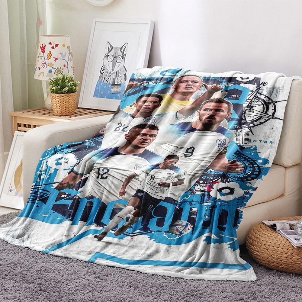 1PC England National Football Team Patterned Flannel Blanket Suitable For All Seasons for Home Decor Warmth and Comfort Gifts Holiday Present