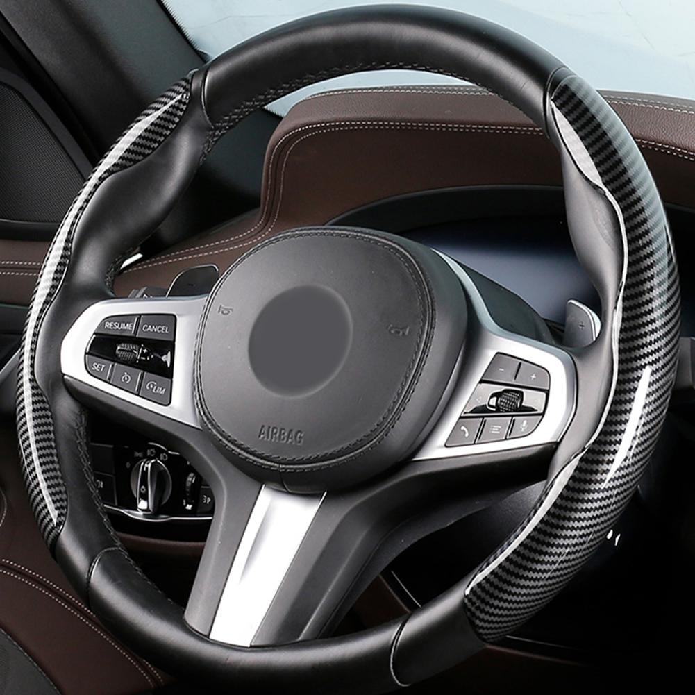 Car Steering Wheel Cover Carbon Fiber Sports 38cm Ultra-thin Non-slip Card Cover Summer Handle Cover Type D
