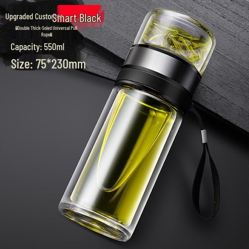 Qiweimingerya Portable Double-Wall Tea Infuser Glass