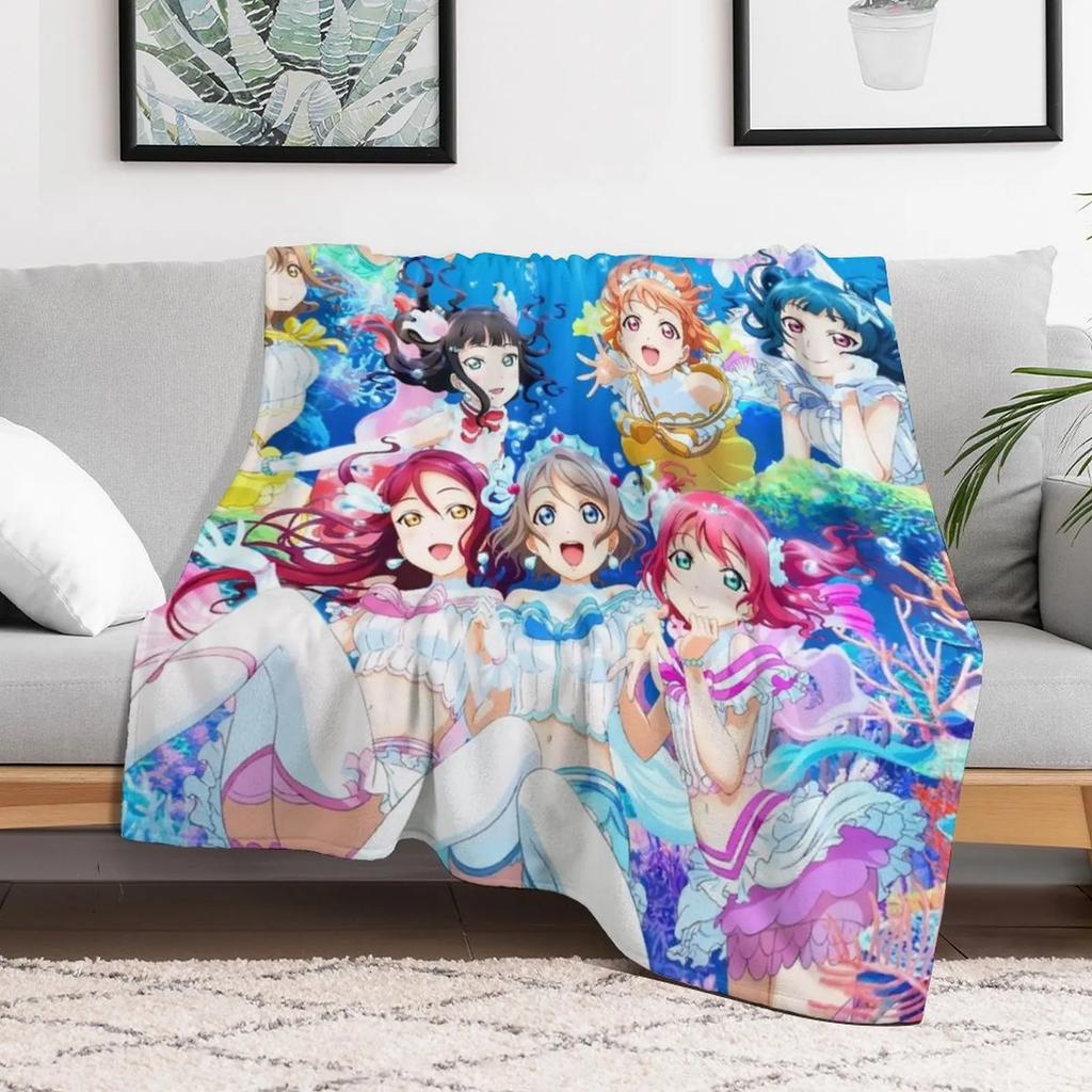 Kocham życie! Światło słoneczne!! - Koi ni Naritai AQUARIUM Koc do Rzucania Wielofunkcyjny Uroczy Kraciasty Koc na Plażę Sofę