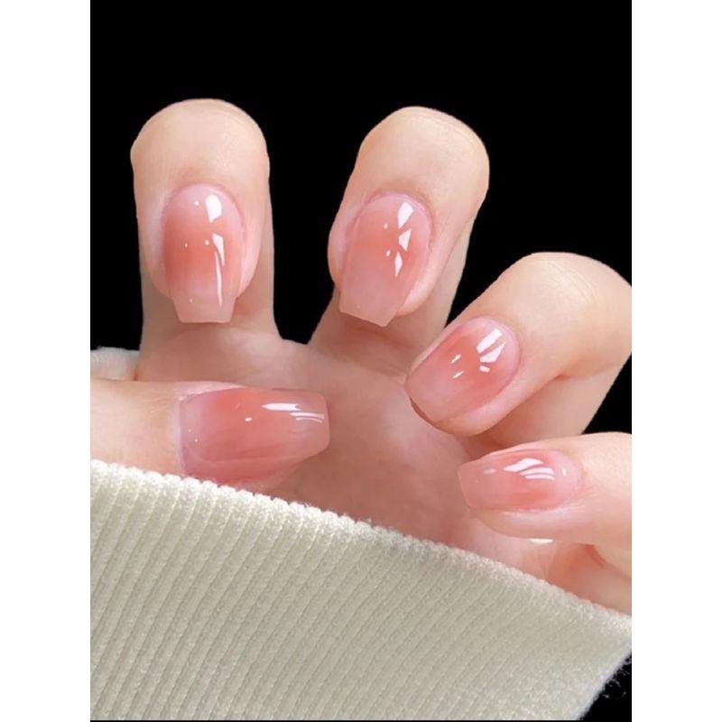

New Arrival 2(24 Pieces Short T) Waterproof Firm Reusable Ice through Blush Wear Nail Stickers Default