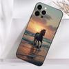 Art G-Galloping Horse Phone Case For iPhone 16,15,14,13,12,11 Plus,Pro Max,XS,X,XR,SE,Mini,8,7 Soft Silicone Black Cover