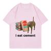 Fashion I Eat CeUnisext Book Cat Funny T Shirts Unisex Women Cat Tshirt Round Neck Short Sleeve Trendy Tee Shirt Streetwear Tops