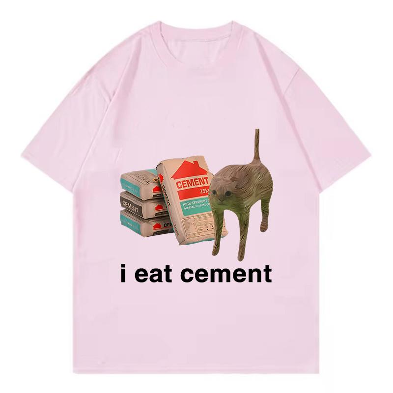 Fashion I Eat CeUnisext Book Cat Funny T Shirts Unisex Women Cat Tshirt Round Neck Short Sleeve Trendy Tee Shirt Streetwear Tops