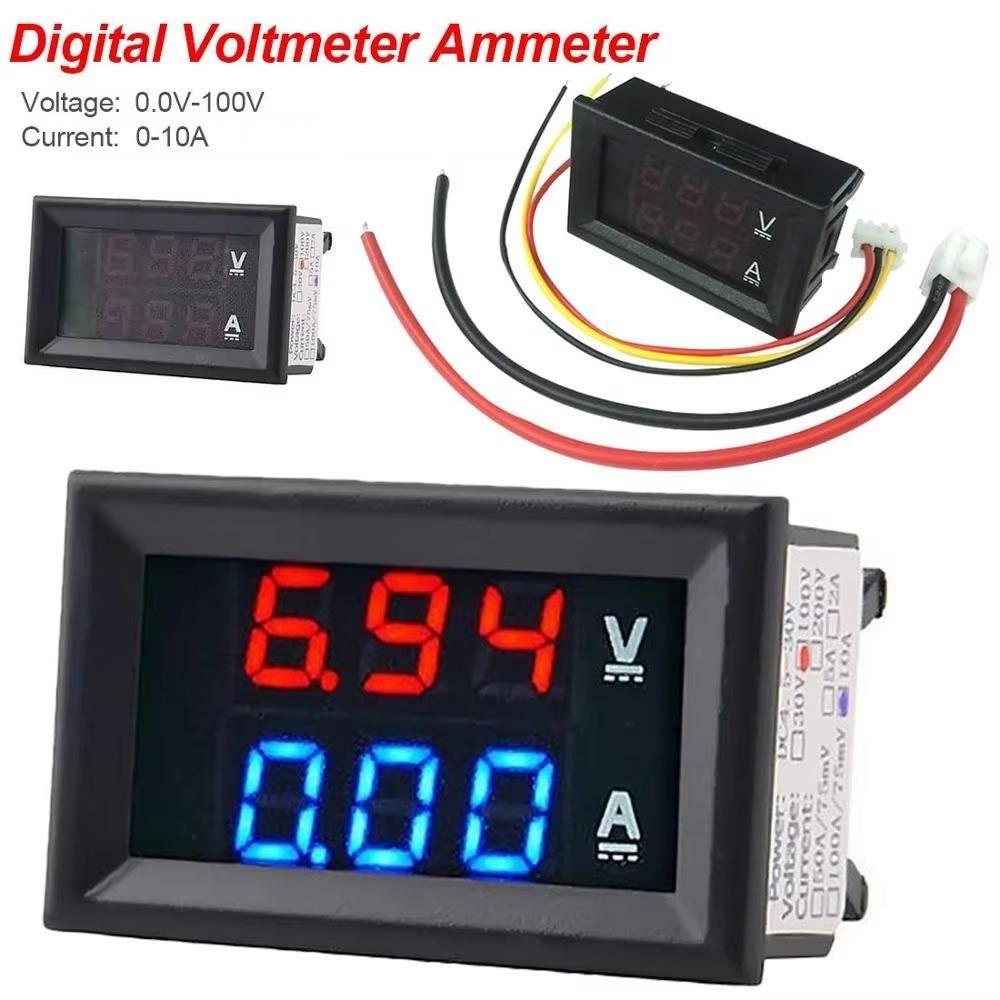 1Pcs Red Blue LED Display Digital Voltmeter Ammeter Electromobile Motorcycle Car