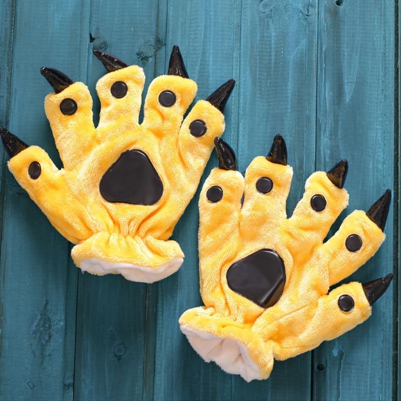 Plush Dinosaur Paw Gloves Cartoon Cute Animal Hand Gloves Animal Paw Warm Gloves Cosplay Tool Costume Party Accessories