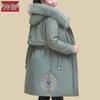 Mom's Mid-Length Autumn Winter Down Cotton Coat - New Style Plus Velvet for Middle-Aged & Elderly Women