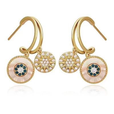 MOUP Muschel-Ohrringe für 925 Zirkonia, modische Damen, beliebt, Silber, hypoallergen, Accessoires, baumelnd, funkelnd,