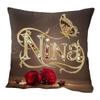 1pc Nina Name Pillowcase with Red Roses and Golden Jewelry Letters - Soft Smooth Polyester Velvet Fabric, Single-Sided Printed Pattern, Luxury Sofa, B