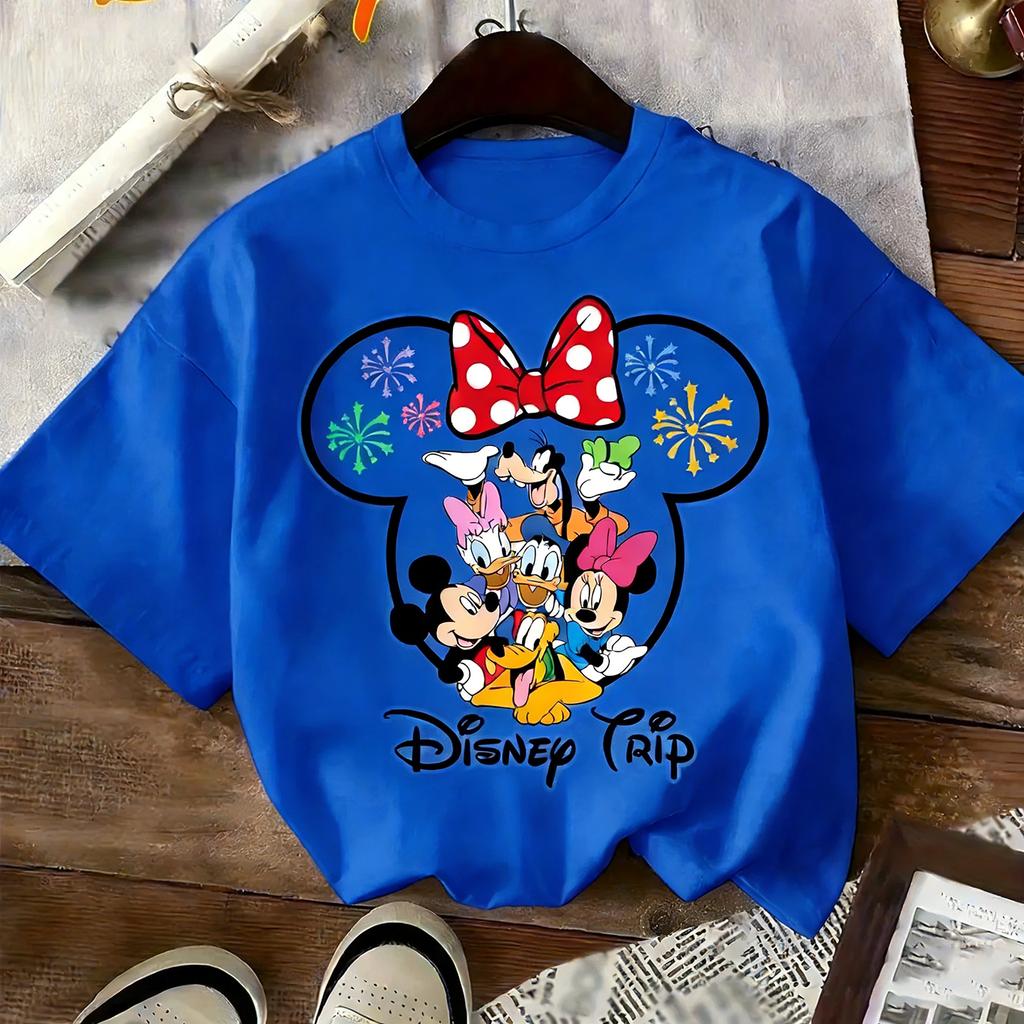 Summer Boys and Girls Clothing - Disney Mickey Mouse Fashion Cartoon Pattern T-Shirt - 100% Pure Cotton Short-Sleeved Shirt