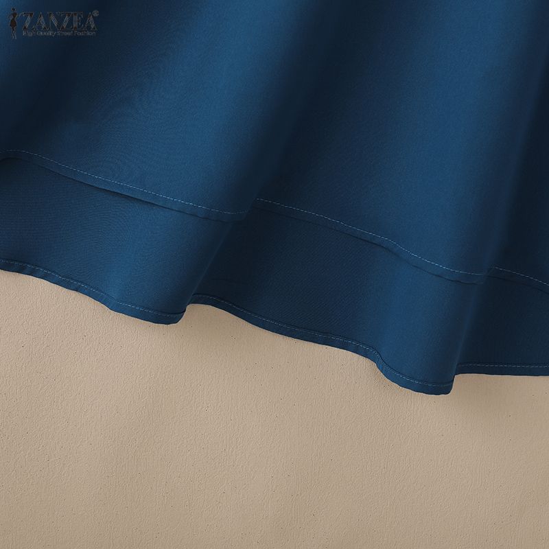 ZANZEA Dámská ležérní jednobarevná halenka s 3/4 rukávem s výstřihem do V