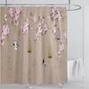 Chinese Style Flower and Birds Tree Shower Curtains Crane Pattern Bath Curtain Waterproof Bathroom Decor With Hooks 3d Printing